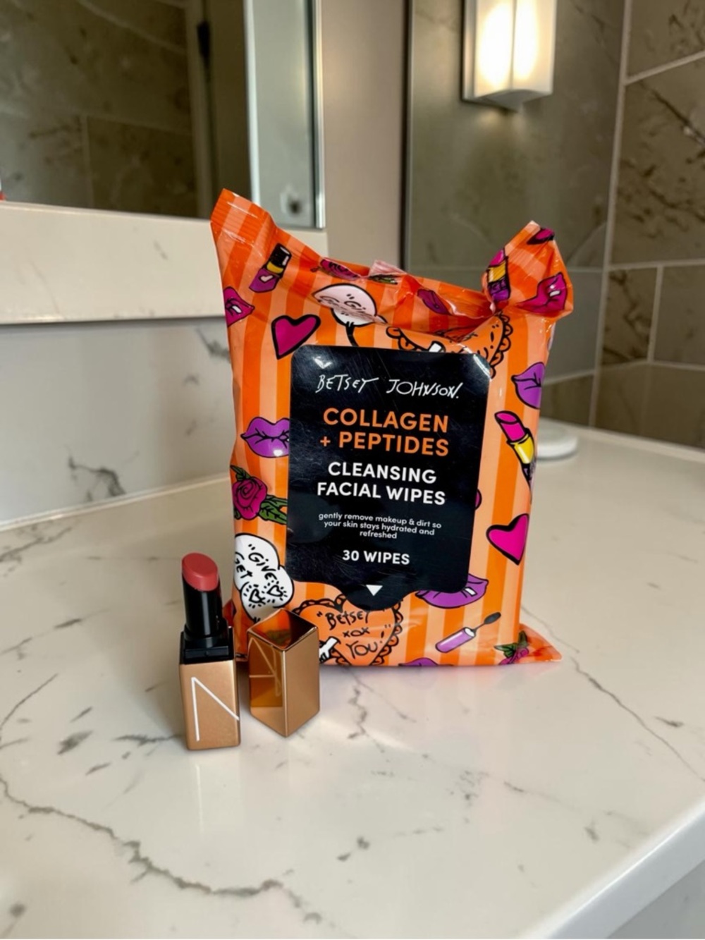 Betsey Johnson Cleansing Facial Wipes & NARS Mini Lipstick